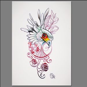 Print Bird with filigree from Digital painting by Adrianna Grzelak 40