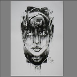 Print Female face with rose from Digital painting by Adrianna Grzelak 42x29